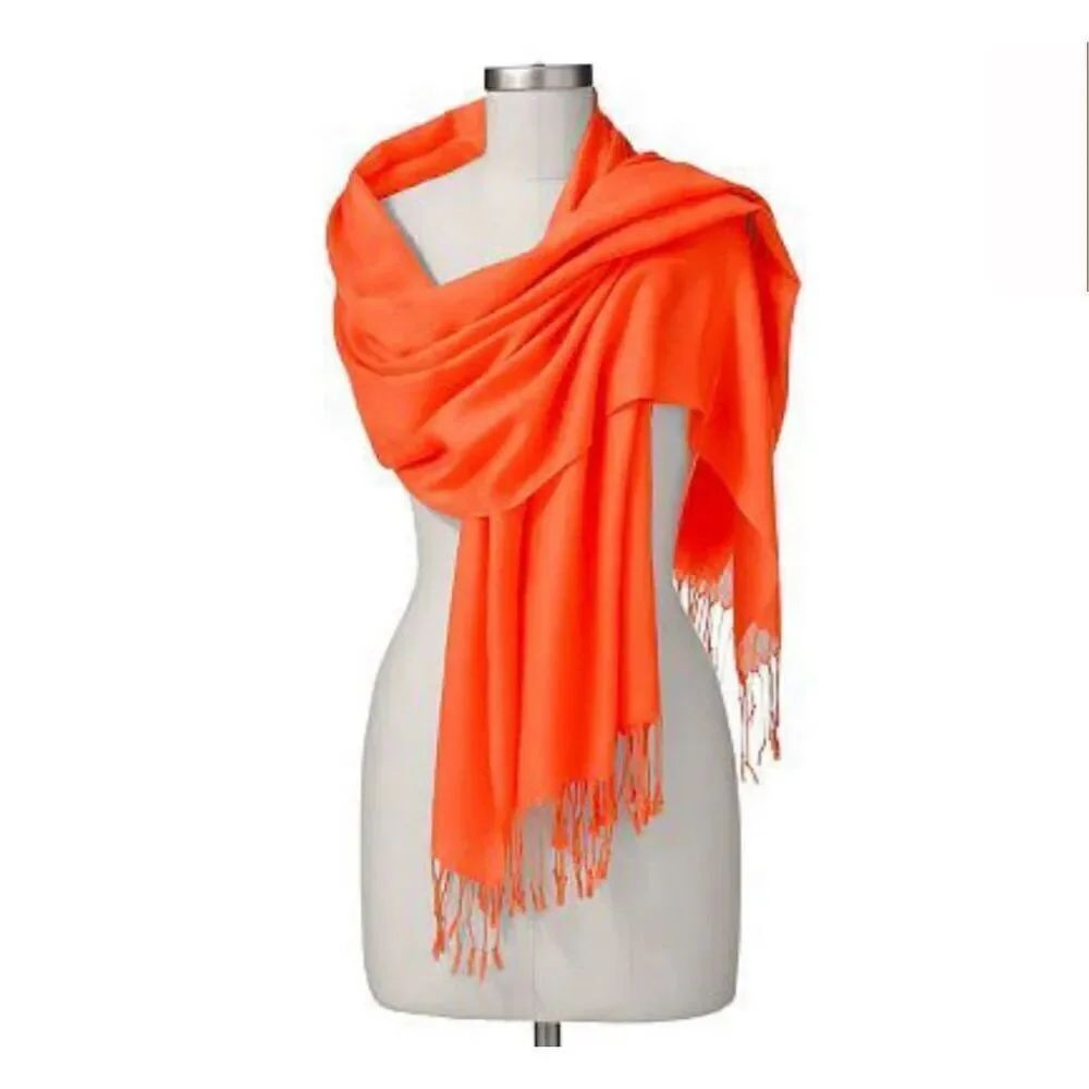 NWT Gorgeous Vintage Apt 9 Neon Orange Large 75”x25” Fringe Scarf Wrap Pashmina